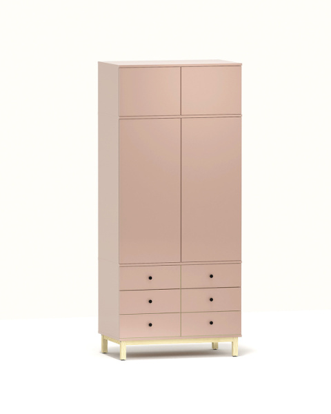 SZ-MODEL-3.2-wysoka, dwudrzwiowa szafa z sześcioma szufladami, native pink, różowa SZ-MODEL-3.2-wysoka, dwudrzwiowa szafa z sześcioma szufladami, native pink, różowa