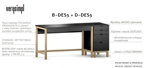Zestaw: BEŻOWE biurko skandynawskie B-DES5 120x60 z dostawką, kontenerem z szufladami Zestaw: BEŻOWE biurko skandynawskie B-DES5 120x60 z dostawką, kontenerem z szufladami