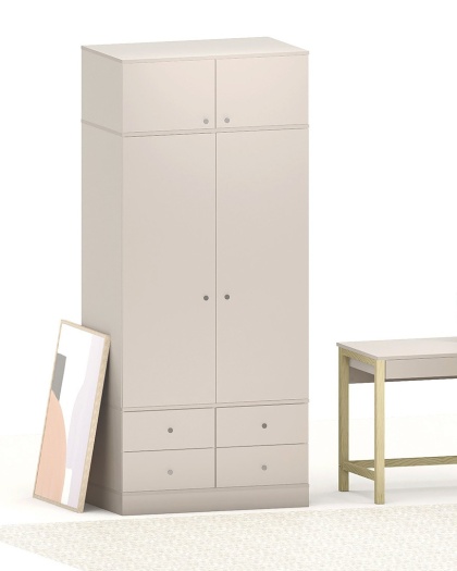 Dwudrzwiowa szafa z czterema szufladami z nadstawką - na wymiar - SZ-MODEL (3.2)