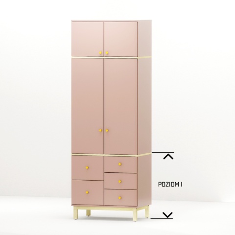 Dwudrzwiowa szafa z nadstawką, z szafkami i szufladami - na wymiar - SZ-MODEL (3.2)