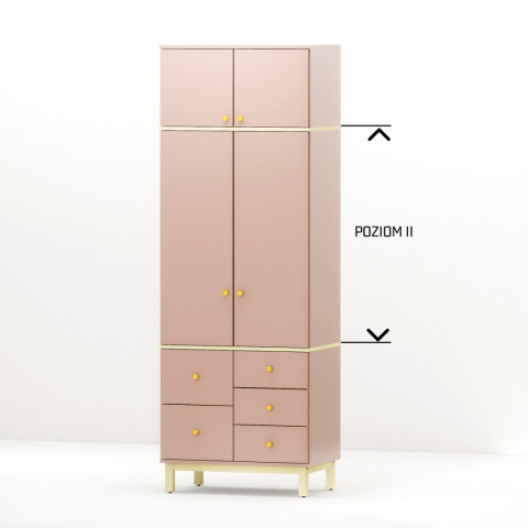 Dwudrzwiowa szafa z nadstawką, z szafkami i szufladami - na wymiar - SZ-MODEL (3.2)