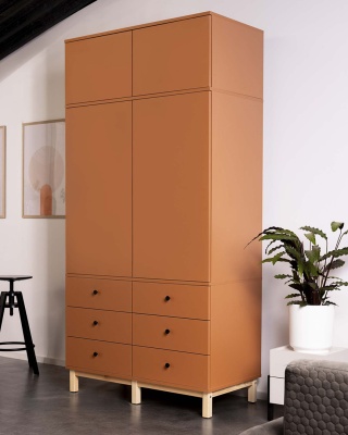 Dwudrzwiowa szafa z sześcioma szufladami z nadstawką - na wymiar - SZ-MODEL (3.2)