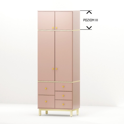 Dwudrzwiowa szafa z sześcioma szufladami z nadstawką - na wymiar - SZ-MODEL (3.2)