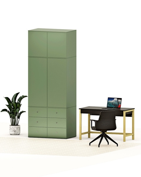 Dwudrzwiowa szafa z sześcioma szufladami z nadstawką - na wymiar - SZ-MODEL (3.2)