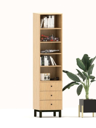 REG-MODEL-4 (2.1) - Regał z szufladami i otwartymi półkami | Szerokość 40-80 cm | Kolory i drewnopodobne dekory.