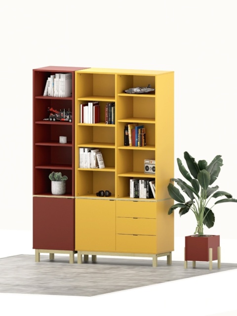 REG-MODEL-4 (2.1) - Regał z szufladami i otwartymi półkami | Szerokość 40-80 cm | Kolory i drewnopodobne dekory.