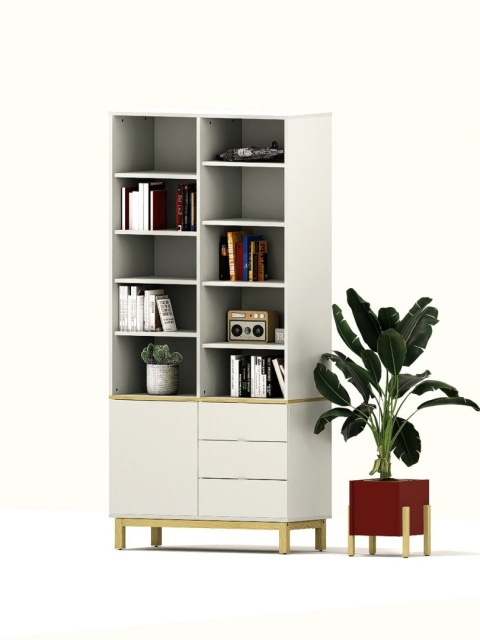 REG-MODEL-4 (2.2) - Regał z szufladami i otwartymi półkami | Szerokość 60-120 cm | Na wymiar. Kolory i drewnopodobne dekory.