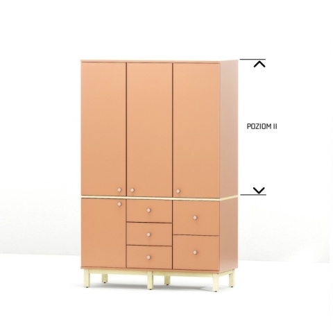Trzydrzwiowa szafa na wymiar. Aż 9 szuflad do przechowywania! - SZ-MODEL (2.3)