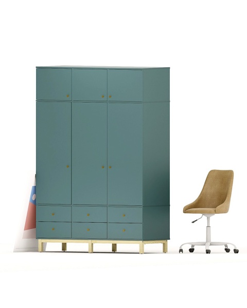 Trzydrzwiowa szafa na wymiar, z nadstawką. 6 szuflad! - SZ-MODEL (3.3)