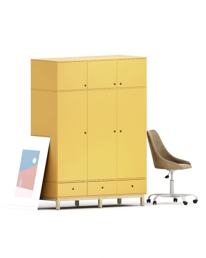 Trzydrzwiowa szafa na wymiar, z nadstawką i trzema szufladami - SZ-MODEL (3.3)