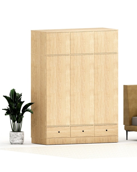 Trzydrzwiowa szafa na wymiar, z nadstawką i trzema szufladami - SZ-MODEL (3.3)