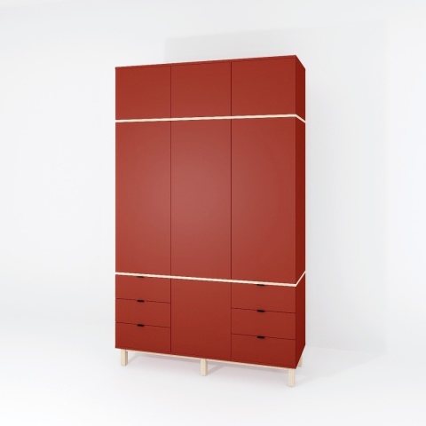 Trzydrzwiowa szafa na wymiar, z nadstawką, szafkami i szufladami - SZ-MODEL (3.3)