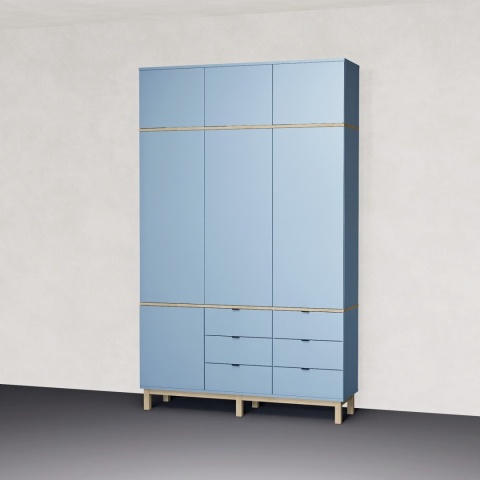 Trzydrzwiowa szafa na wymiar, z nadstawką, szafkami i szufladami - SZ-MODEL (3.3)