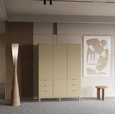 Trzydrzwiowa szafa na wymiar, z szafkami i szufladami - SZ-MODEL (2.3)